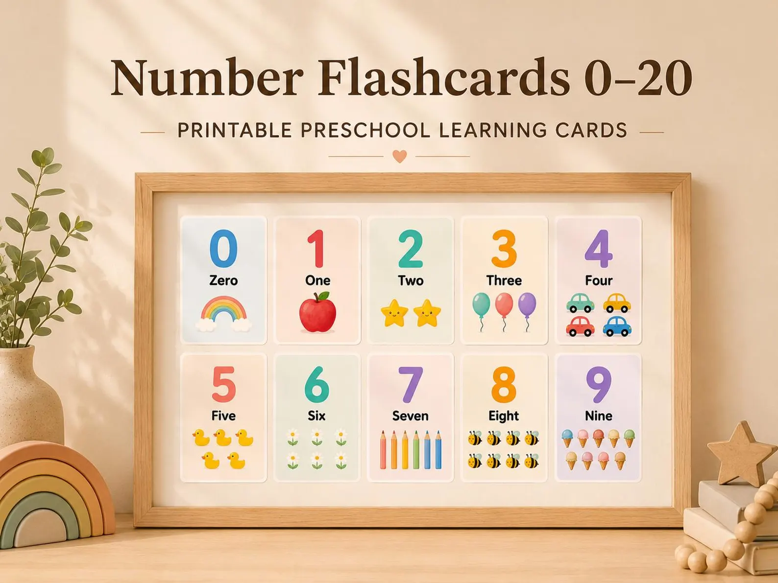 CuteLearner printable Numbers 1-20 Flash Cards Printable | Preschool Learning | Home Counting Activity | Toddler Math Flashcards | Kindergarten Printable | PDF — preview 7